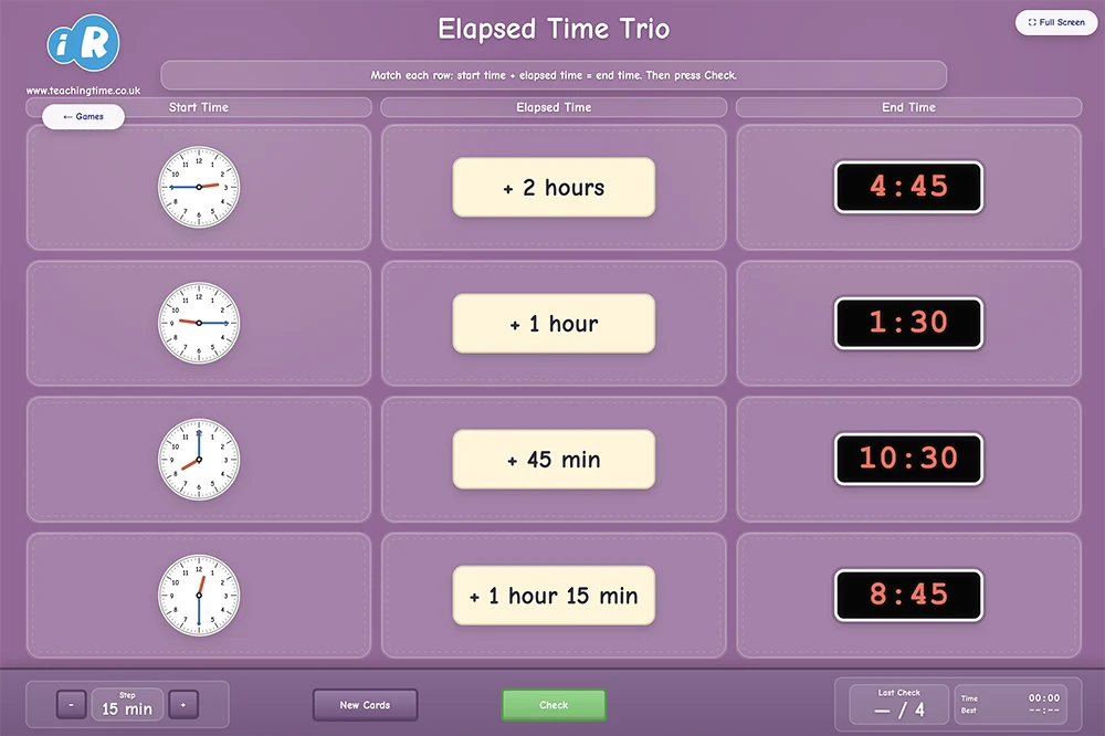 Time Trio elapsed time game