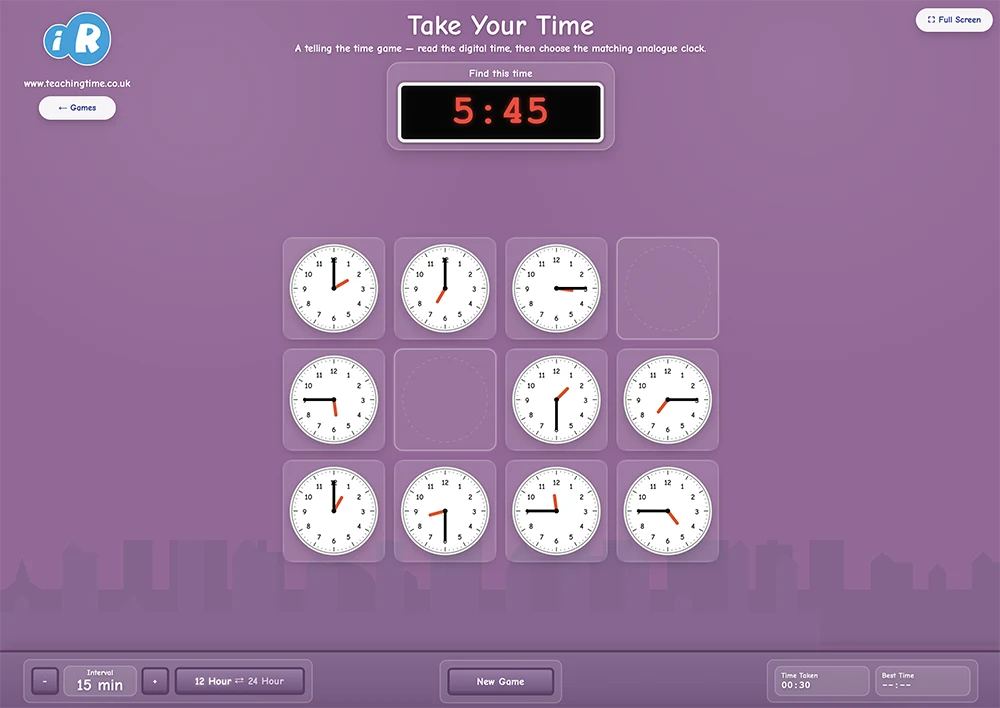 Take Your Time telling the time game