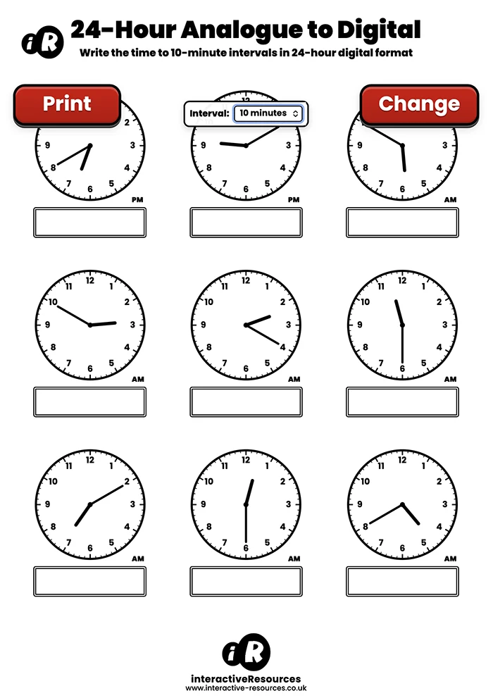 9 Clock Worksheet worksheet generator preview