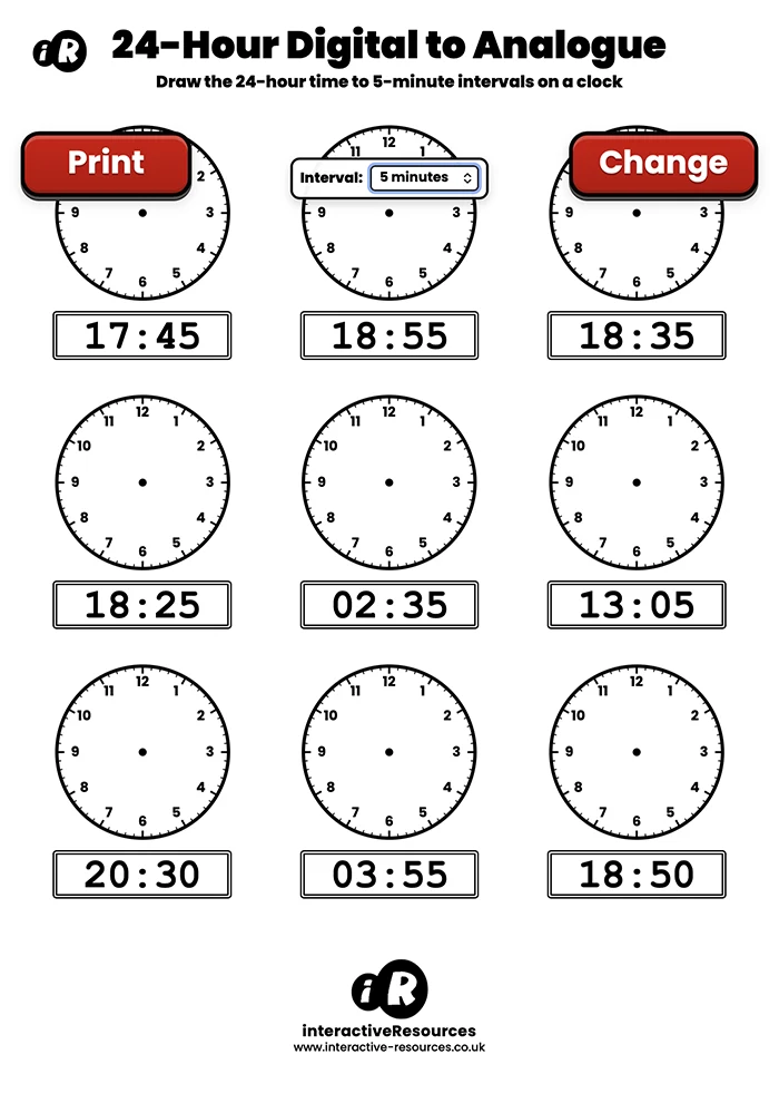 9 Clock Worksheet worksheet generator preview