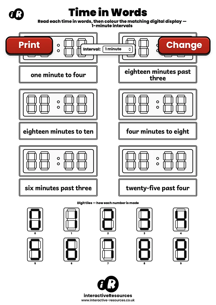 6 Digital Display Worksheet worksheet generator preview